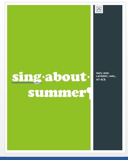 sing about summer theme packet 1 title page